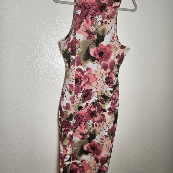 Love Floral Midi Dress in Pink and Olive - Picture 3 of 3